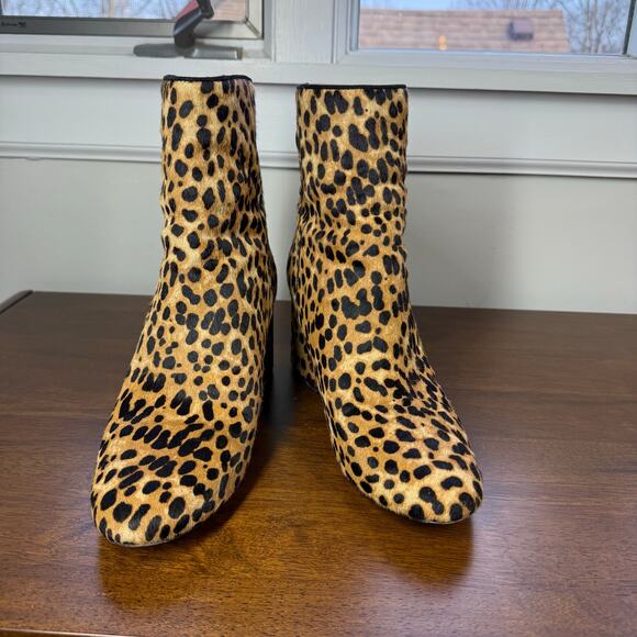 J.Crew Sadie Leopard Calf Hair Ankle Boots Size 10 - Picture 11 of 13